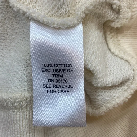 Cream Ruffle Trim Long Sleeve Sweater Top Dress up or down Size S 100% Cotton - Picture 11 of 12